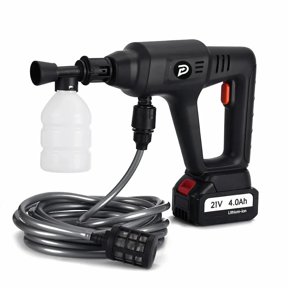 POPDEER PD-W01 Cordless High Pressure Car Washer, 200Bar 6-in-1 Nozzle, 4.0Ah Battery, 5m Hose for Car Cleaning