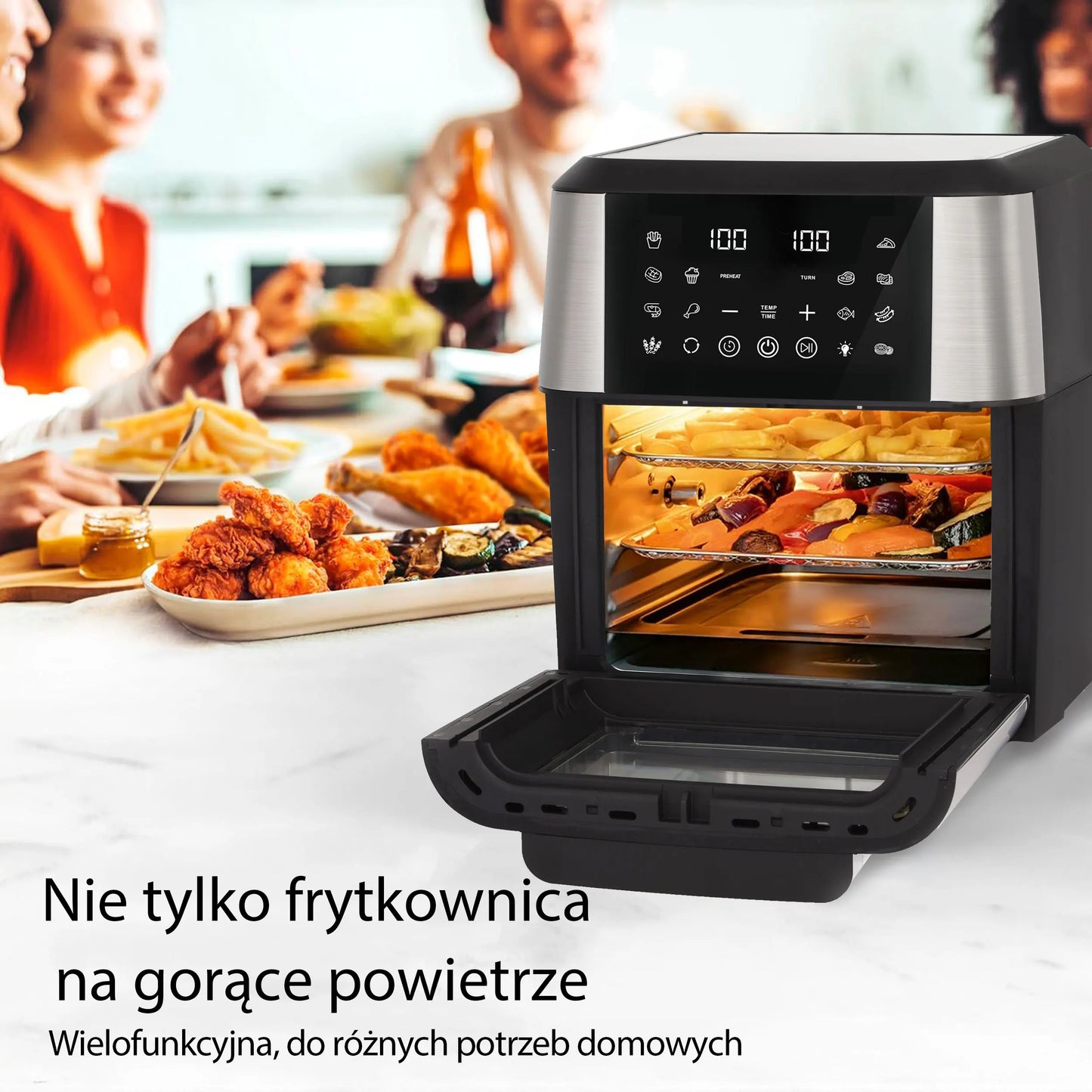 13L Air Fryer Kitchen Machine Oilless Cooker with LED Touch Control,Visible Window,Smart Hot Fryers Machine,Family Oven Size