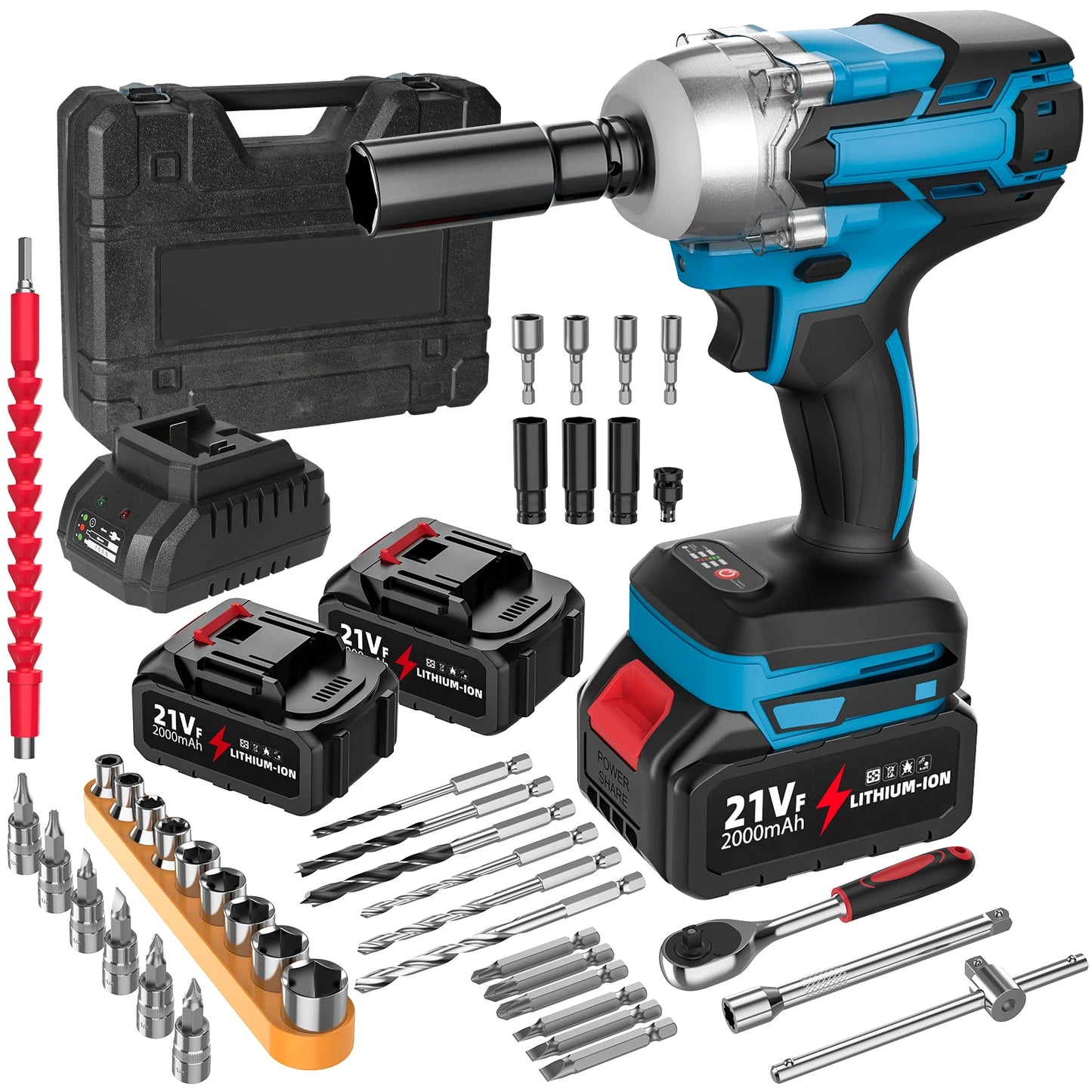 21V Cordless Brushless Impact French 380Nm - 1/2 Inch Electric Impact Gun for Car fire/Truck/Bolt cover Cordless Impact Gun