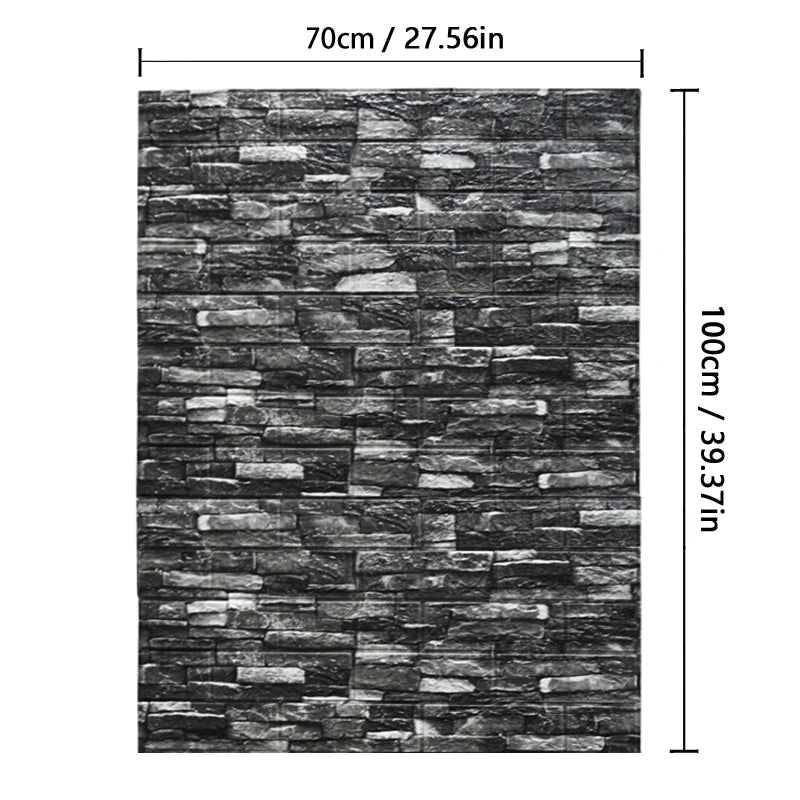 Self Adhesive PVC Waterproof Wallpaper For Home Decoration Peel and Stick 3D Foam Faux Brick Pattern Wall Stickers 70cmx2m