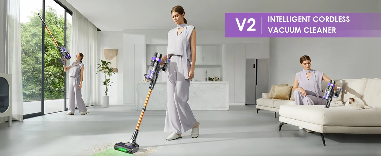70 KPa/60-minute Cordless Vacuum Cleaner, 6-in-1 Handheld Vacuum Cleaner With LED Display, Upright Stick Vacuum Cleaner, Green Dust Detection Technology, Portable Vacuum Cleaner Suitable For Floors/Hard Surfaces