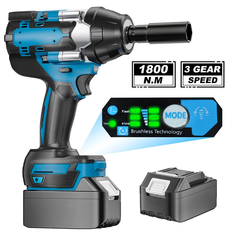 Brushless cordless impact wrench 1800 N·m, power tools for Makita 18V batteries