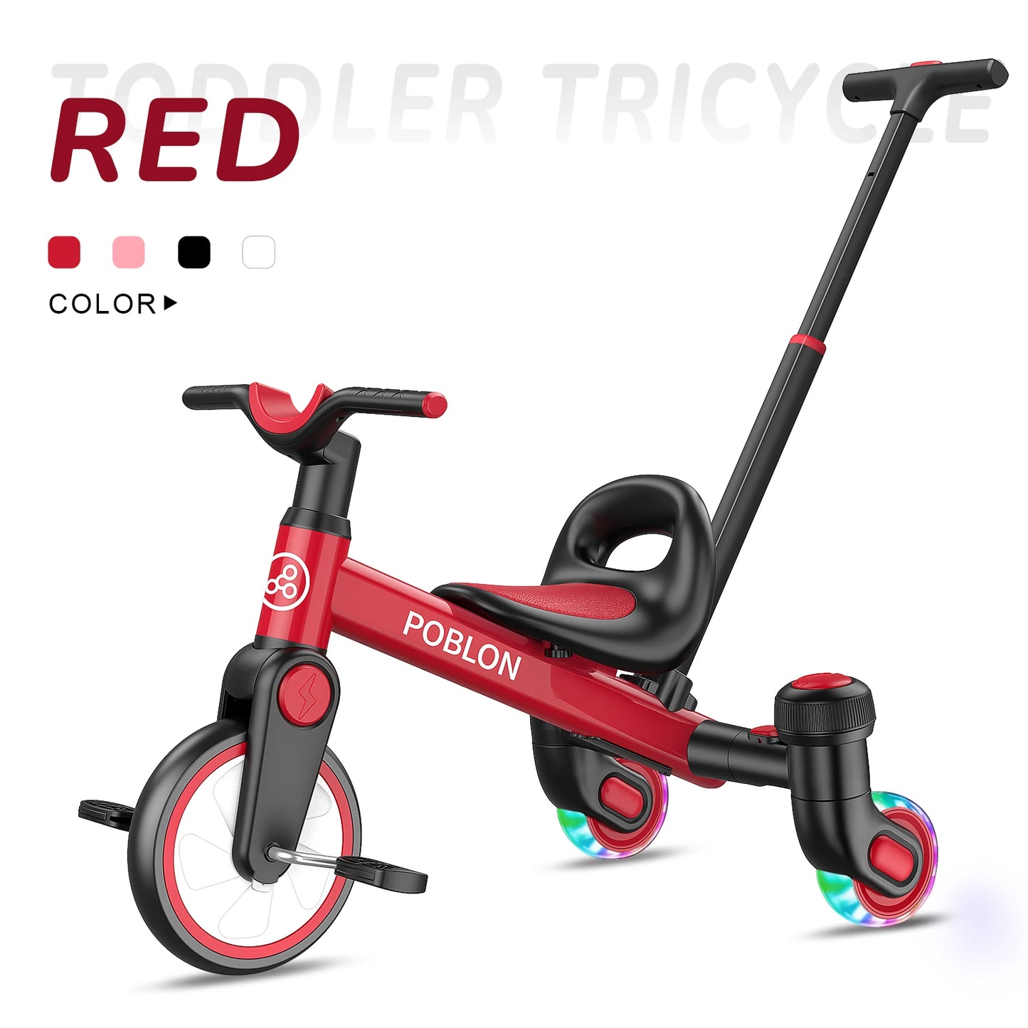 3-in-1 Toddler Tricycle for 1.5-5 Years Old, Drift Trike with 360° Spin, Light Up Wheels, Adjustable Seat, Toddler Bike for Boys Girls