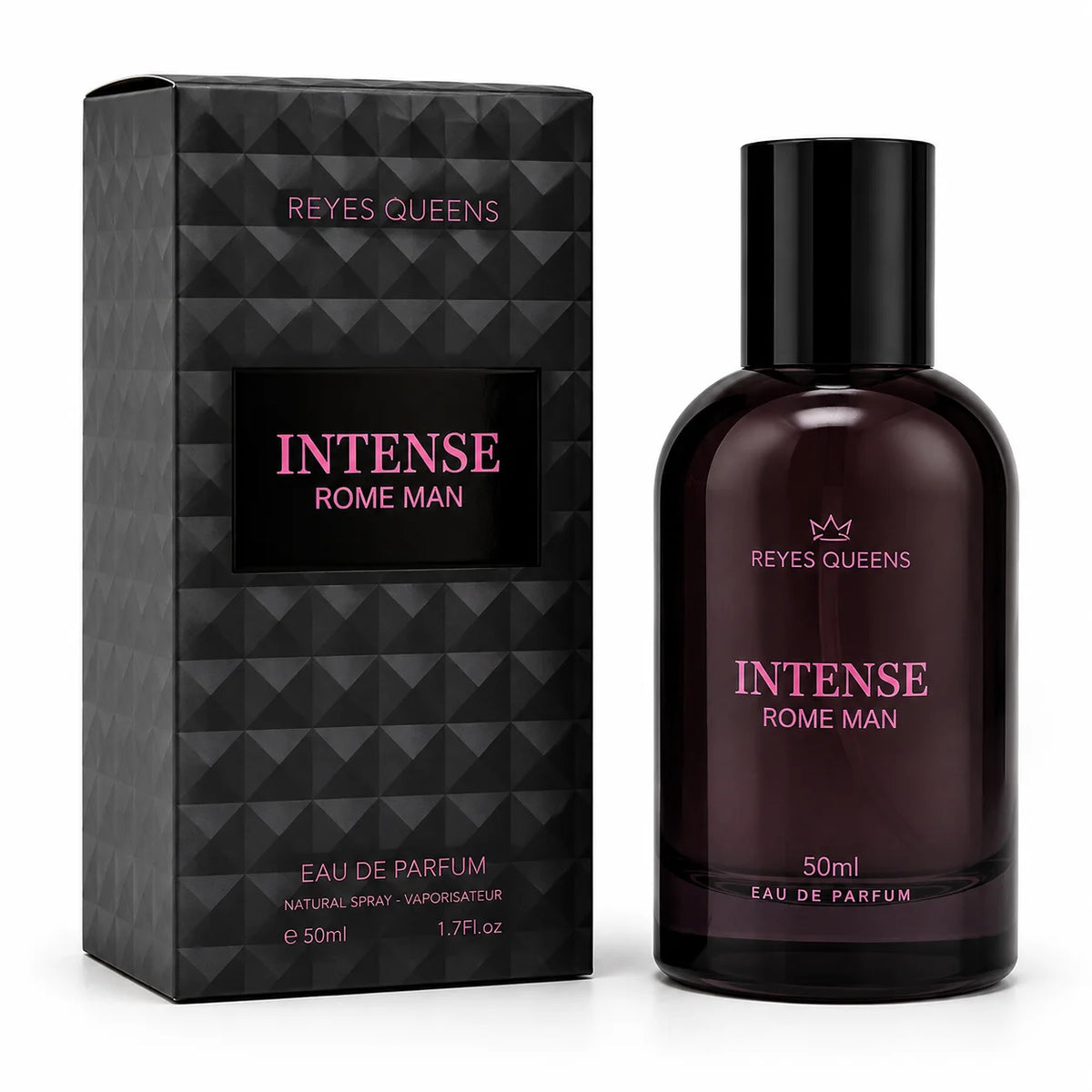 Reyes Queens- Intense Rome Man Eau De Parfum for Men 50ml. Men's Perfume with a Fresh Woody Aroma, Intense Notes and a Sophisticated Elegant Finish.