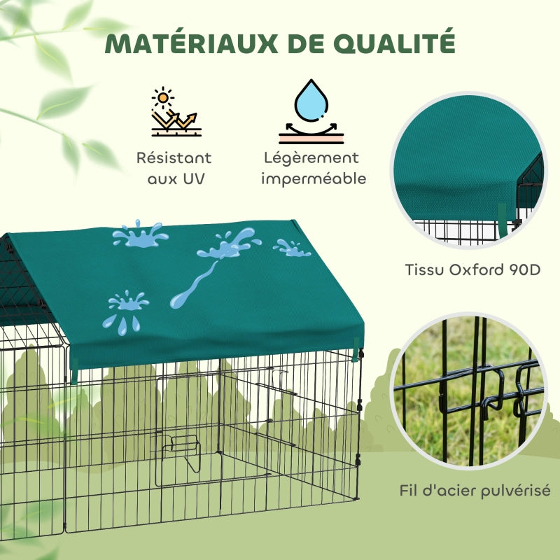 Steel Cage for Small Animals with Doors and Top Cover, for Rabbits, Chinchillas, Chickens, 185X75X75 Cm, Green