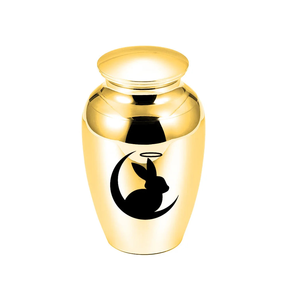 Christmas Gift Human 45x70mm Lovely Custom Jewelry Pet Souvenirs Aluminum Alloy Funeral Urn for Ashes- Rabbit and Moon