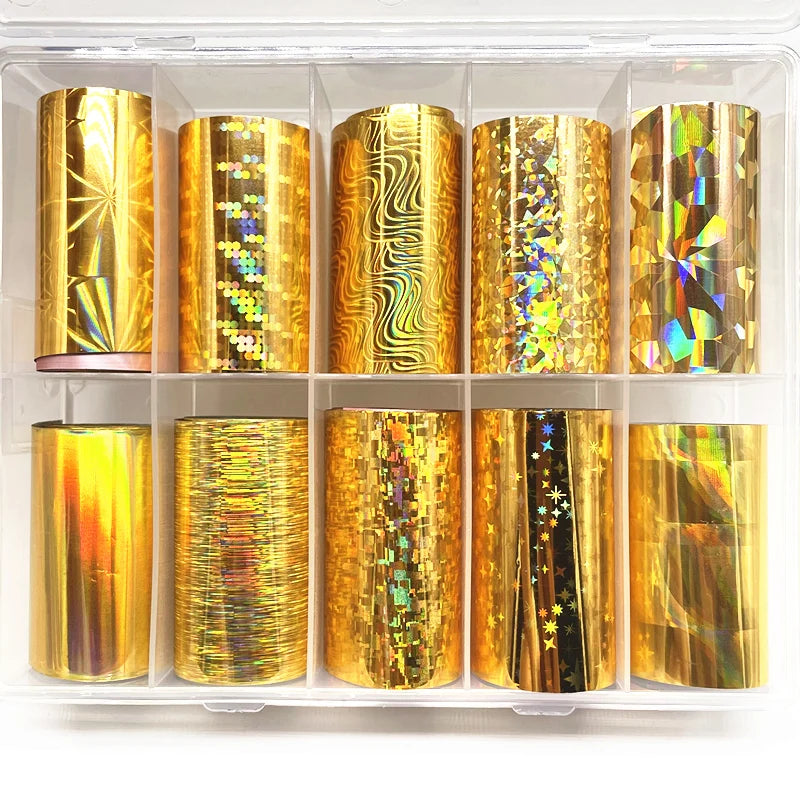 1 Box New Metal Nail Foils for Matt Transfer Paper Neon Stickers Champagne Nails Wraps Silver DIY Chameleon Nail Art Decorations