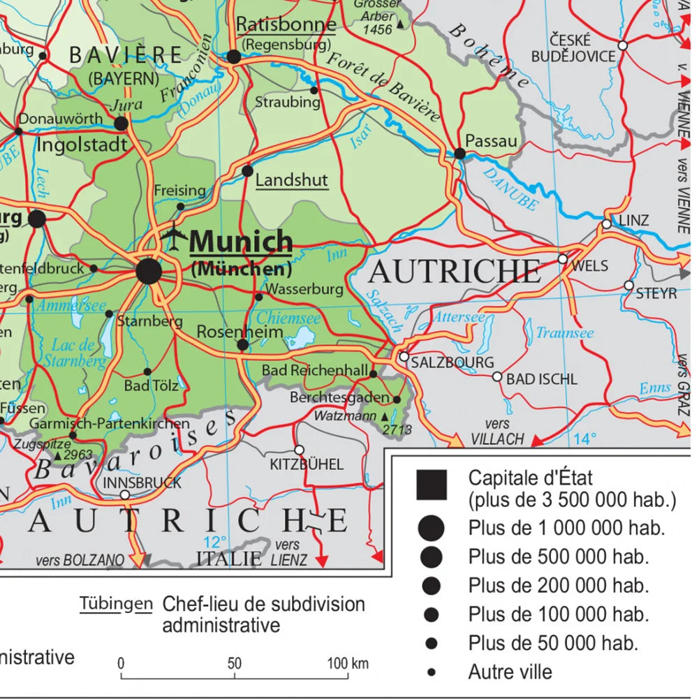59*42cm The Germany Political Map Transportation Map In French Wall Art Poster Canvas Painting School Supplies Home Decoration