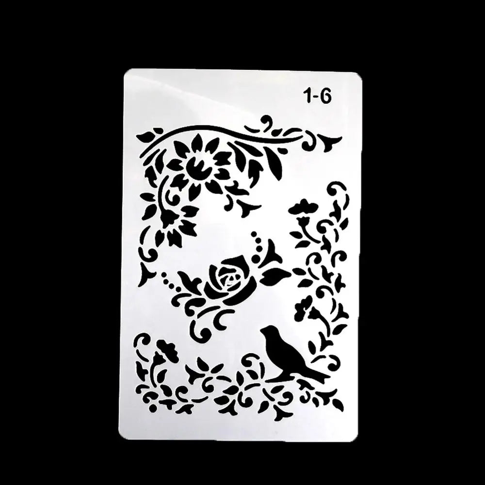 12 Design DIY Painting Template Wall Stencil Airbrush Scrapbook Coloring Embossing Album Diary Journal Drawing Copy Templates