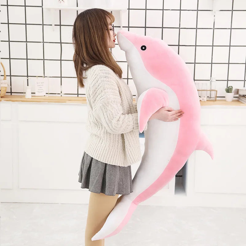 30-160CM Lovely Soft Dolphin Plush Toy Plush Cloth Doll Cotton Animal Nap Pillow Creative Children's Toys Birthday Gift Girl
