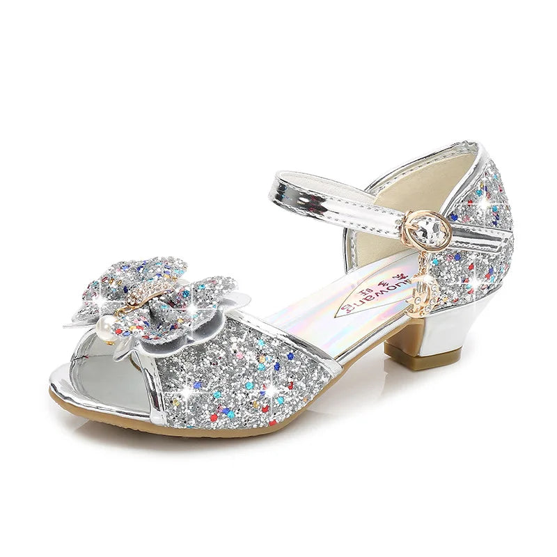 Princess Girls Party Shoes Children Sandals Colorful Sequins High Heels Shoes Girls Sandals Peep Toe Summer Kids Shoes CSH813