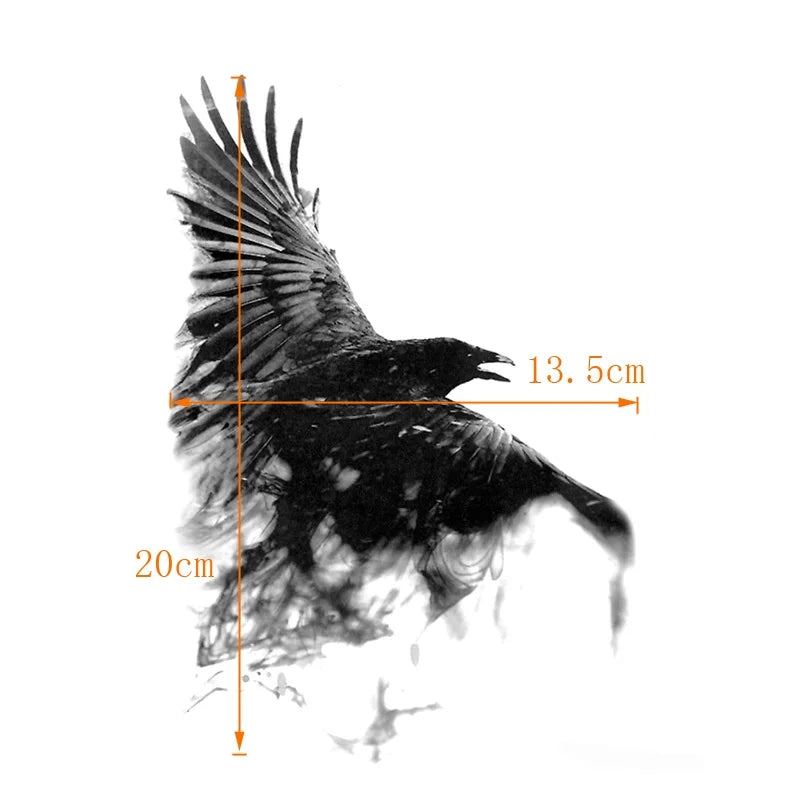 Black Raven Temporary Waterproof Tattoos Sticker Harajuku Henna Tattoo Women Animal Tattoo Crow Temporary Tatoo Men