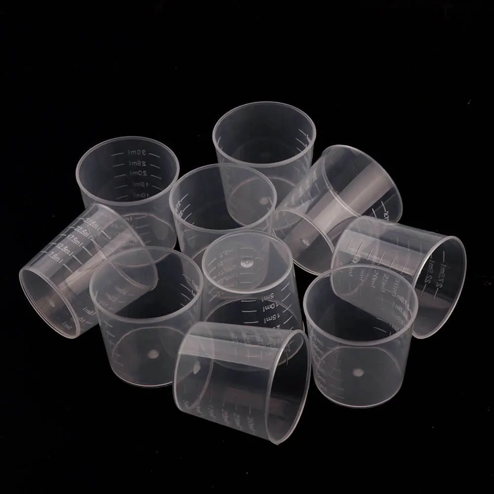 20pc 30ml Clear Plastic Liquid Measuring Cups Graduaeted Laboratory Test Cylinder With Scales For Resin Silicone Mold Tool