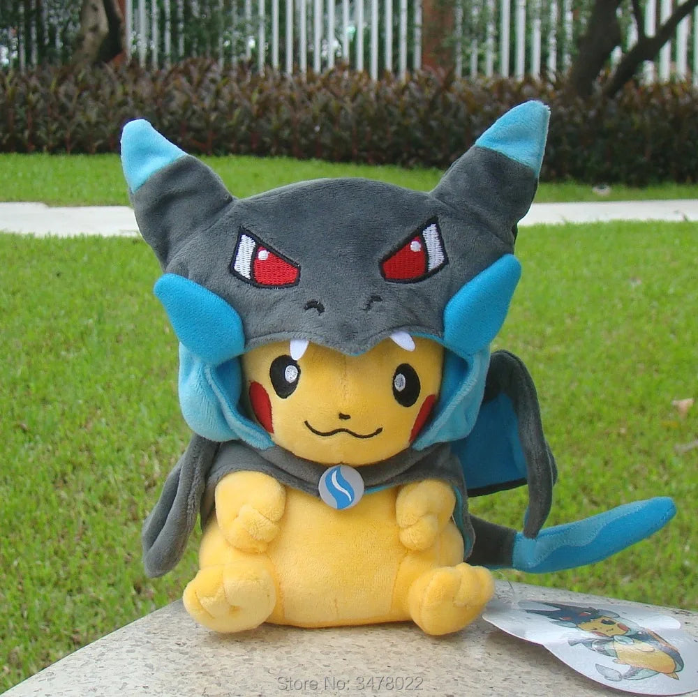4 Styles Cosplay Pokemon Plush Mega Shiny Charizard XY Pikachu Cloak Stuffed Toy Cartoon Soft Doll