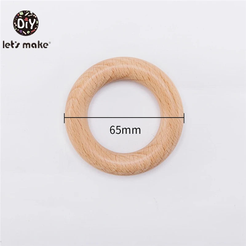 Let‘s Make 50pcs Wooden Rings DIY Customize Logo 98/70/55/40mm Smooth Surface Natural Maple Wood Rodent Baby Teething Bpa Free