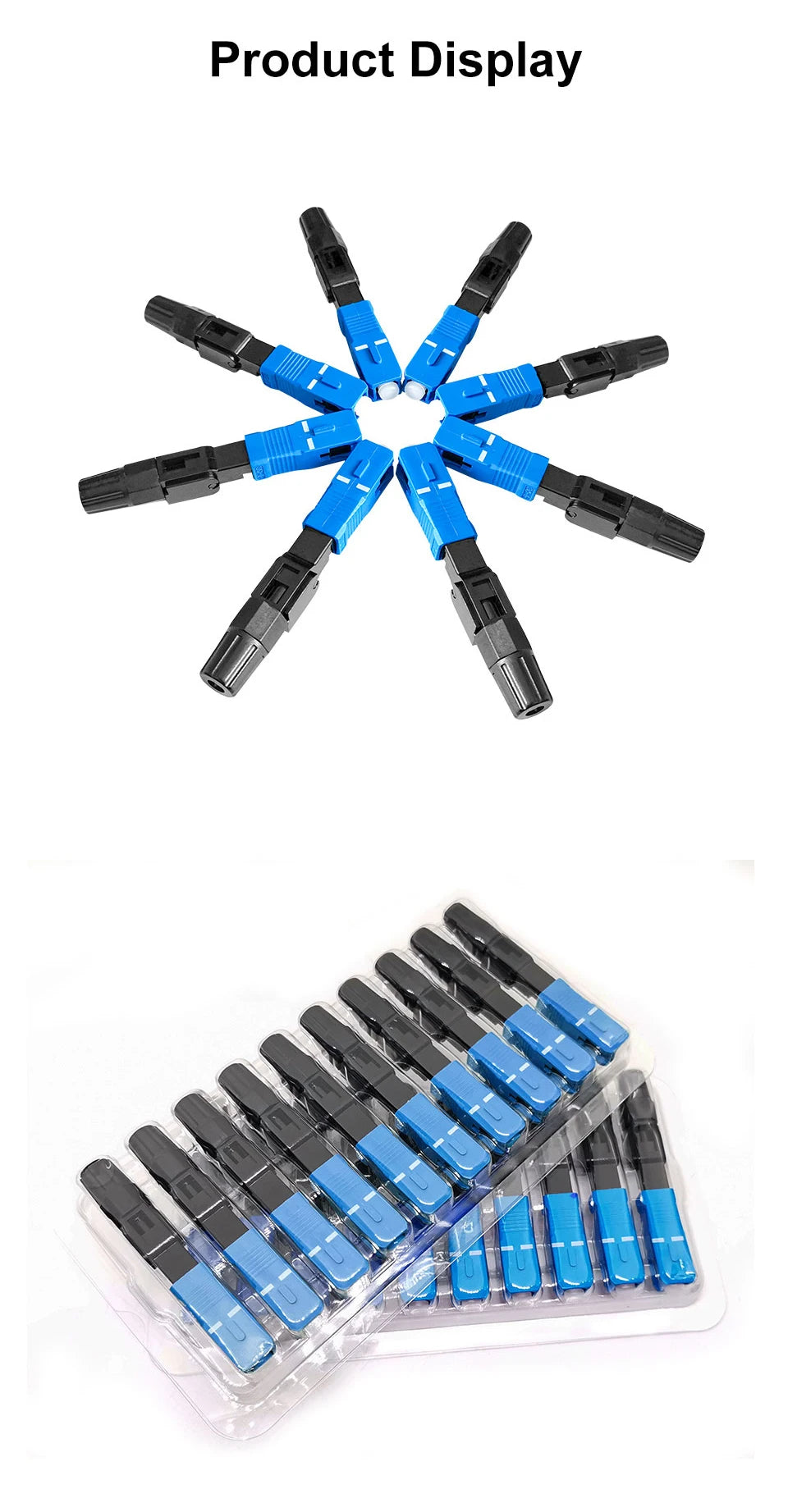 ONTi 50-400pcs Embedded SC UPC Fiber Optic Fast Connector FTTH Single Mode Optical Quick Connector SC Adapter Field Assembly