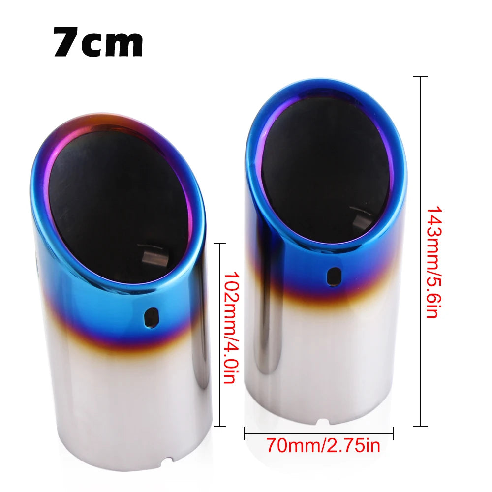DSYCAR 1Pair Chrome Plating Stainless Steel Car Exhaust Muffler Tip Pipes Covers, Universal Car Accessories