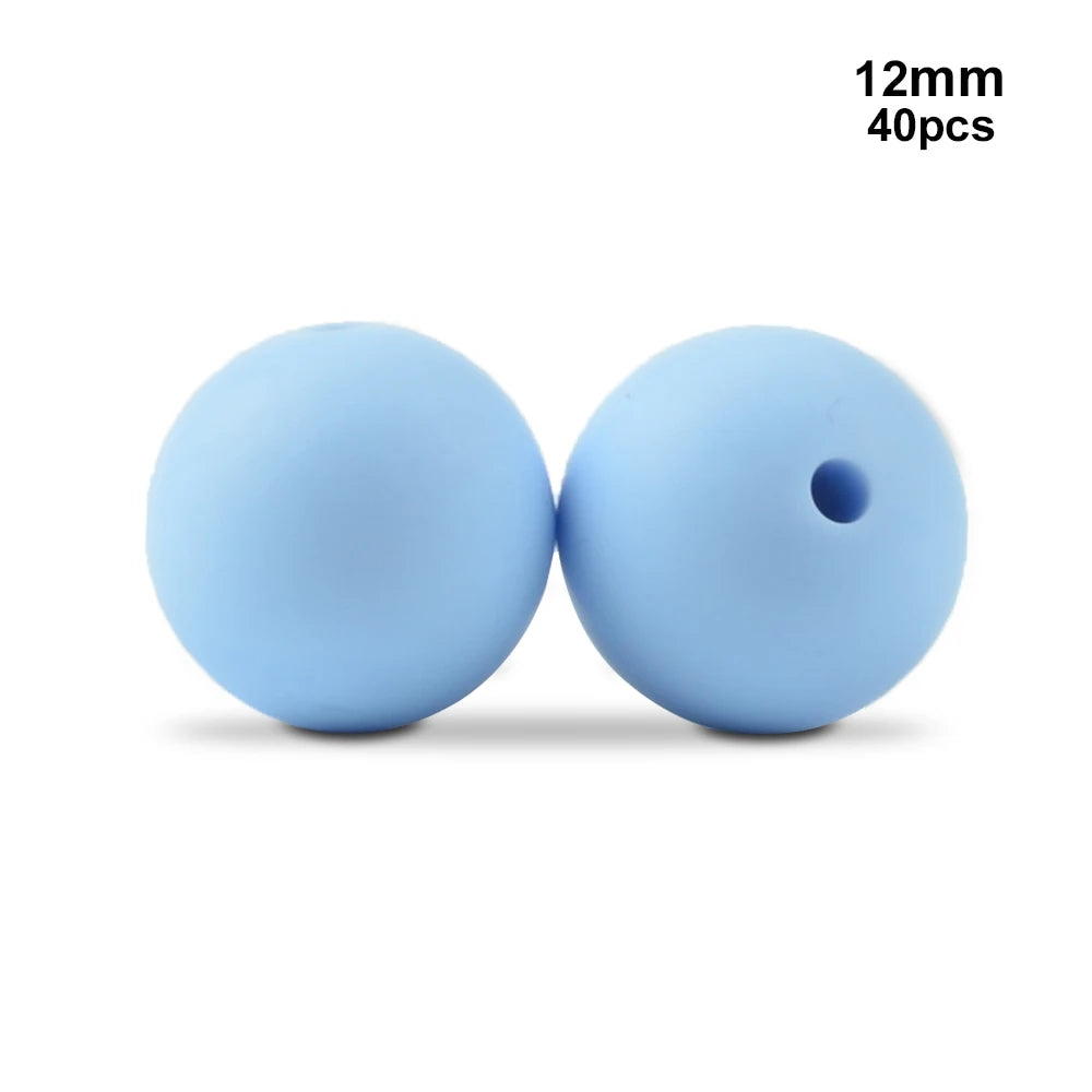 LOFCA 40pcs 12mm Silicone Beads Teething Chew Beads Food Grade Teether Necklace BPA Free Diy Jewelry Baby Teether Toy Pacifier