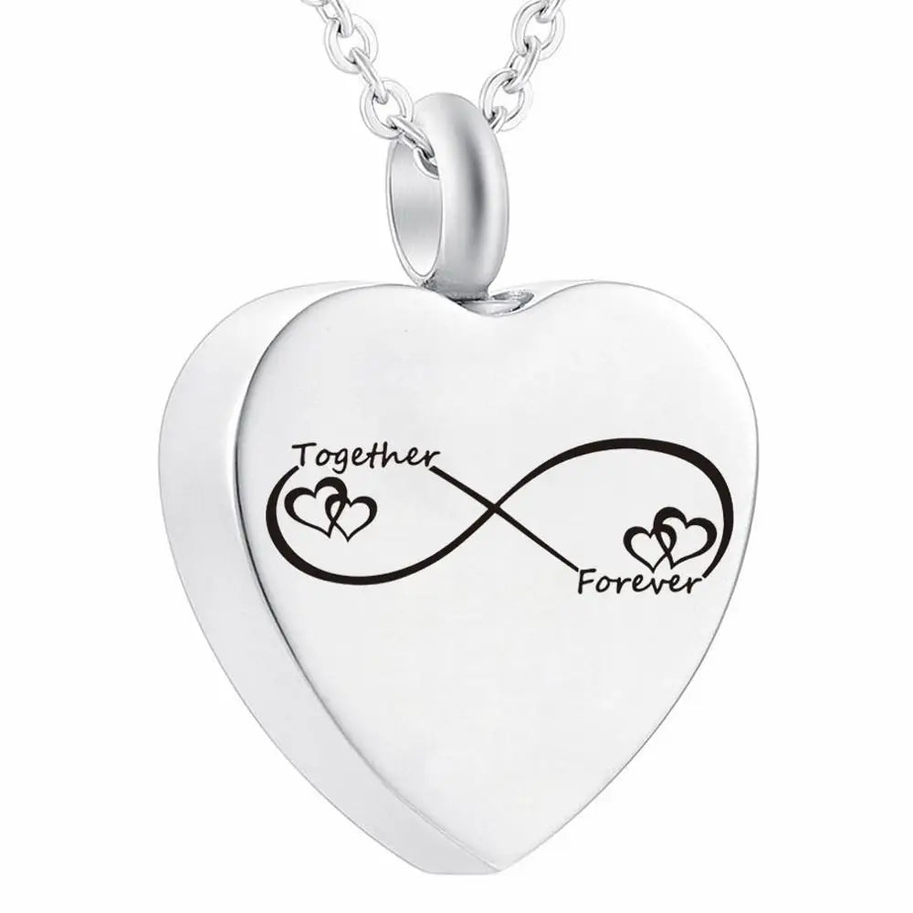Stainless Steel Silver Cremation Jewelry Forever in My Heart Ashes Keepsake Urns Pendant Necklace for Women, 20 Inch Link Chain