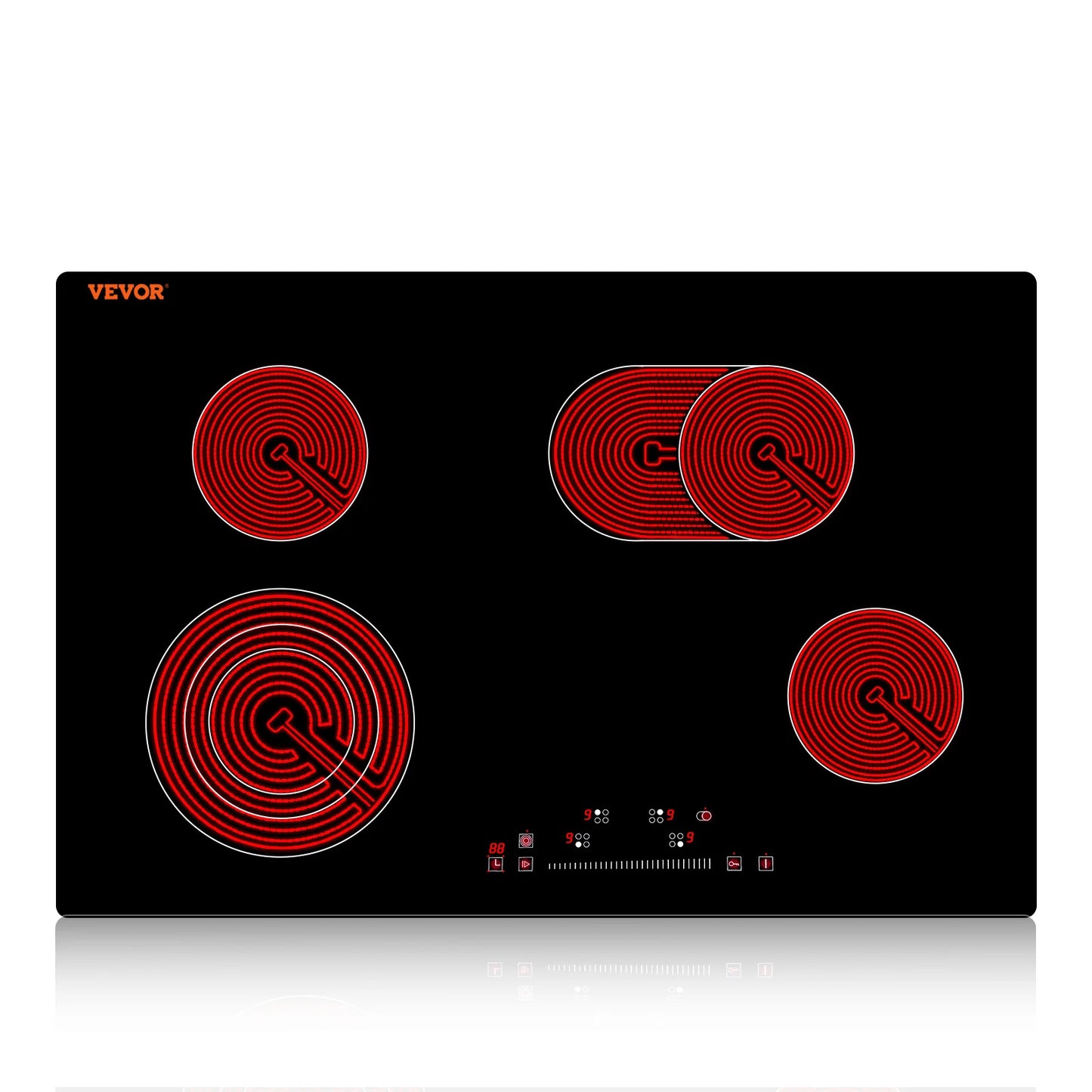 SucceBuy 2/4/5 Burners Built-in Induction Stove Top 12/24/30in Ceramic Glass Electric Cooktop For Household Commercial Cooking