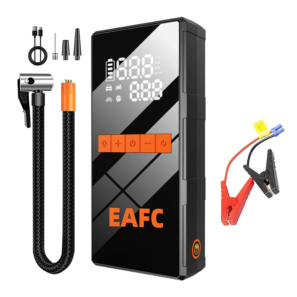 EAFC 1200A Car Jump Starter Air Pump Portable 2 in 1 Air Compressor Multi-function Tire Inflator Auto Portable Battery Starter