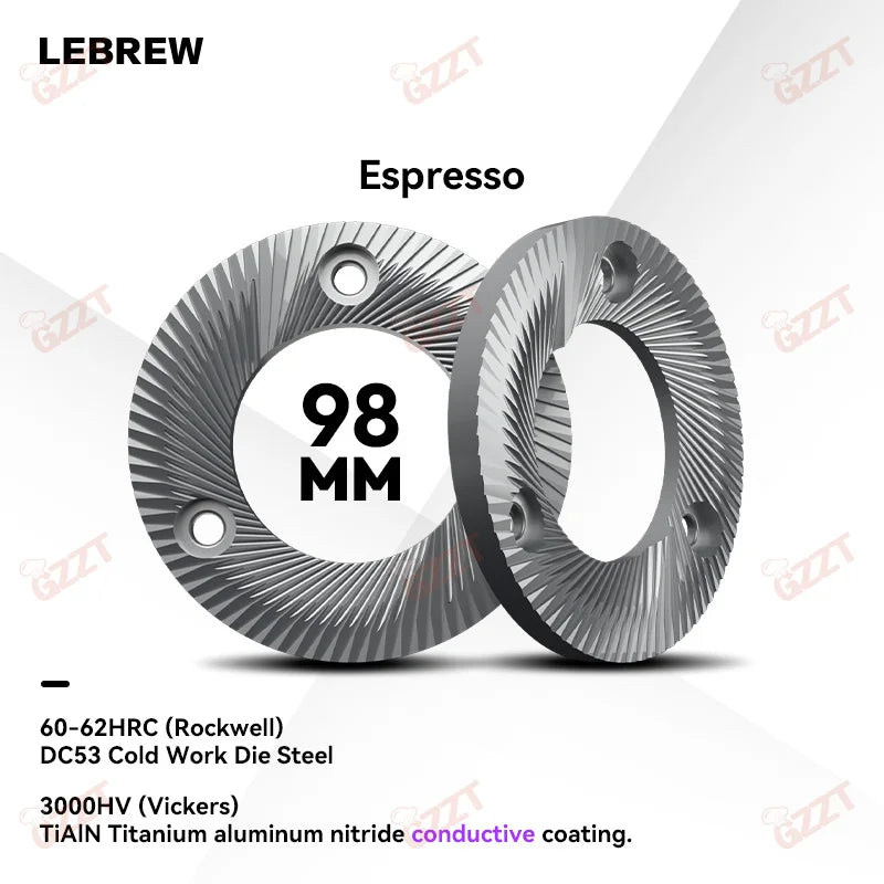 GZZT-HB HyperBurrs Electric Grinder Burr 64mm/98mm Grinding Disc Rockwell Hardness Pour Over/Espresso SSP CNC Machined Burrs