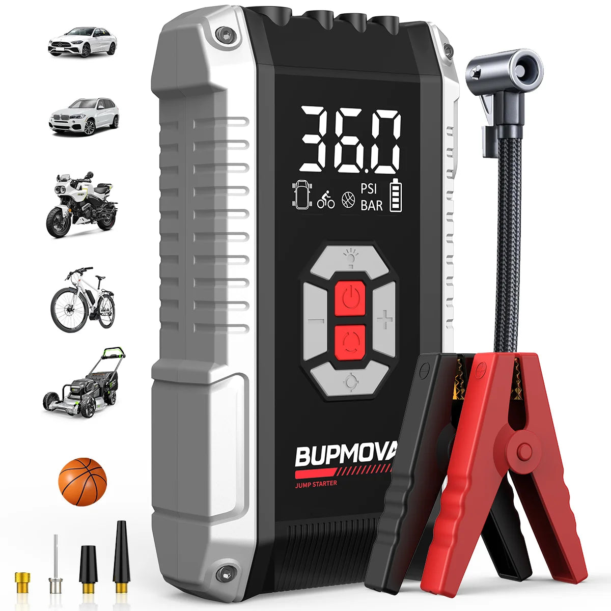 BSMOOM Car Jump Starter Air Compressor With Power Bank 150PSI Air Pump Car Battery Emergency Boosters with LED Light