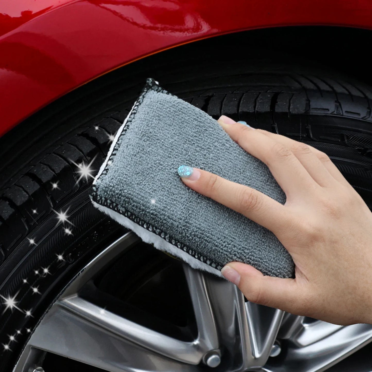 1/3/10Pcs Car Cleaning Microfiber Sponge Auto Interior Fleece Scrubbing Towel for Plastic Leather Wax Sponge Car Cleaning Tools