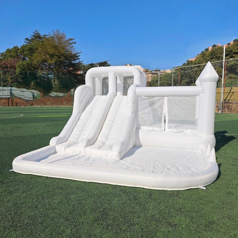 White Bounce House Oxford Bouncy Castle with Two Slides Bounce House for Kids with Large Ball Pits wedding Party Inflatable toys