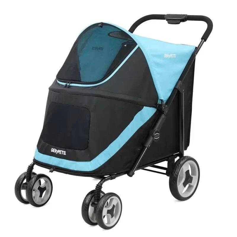 Portable Golden Retriever Large Dog Pet Stroller Cart Simple 4-wheel Foldable Large Capacity Stroller Outdoor Travel Pet Trolley