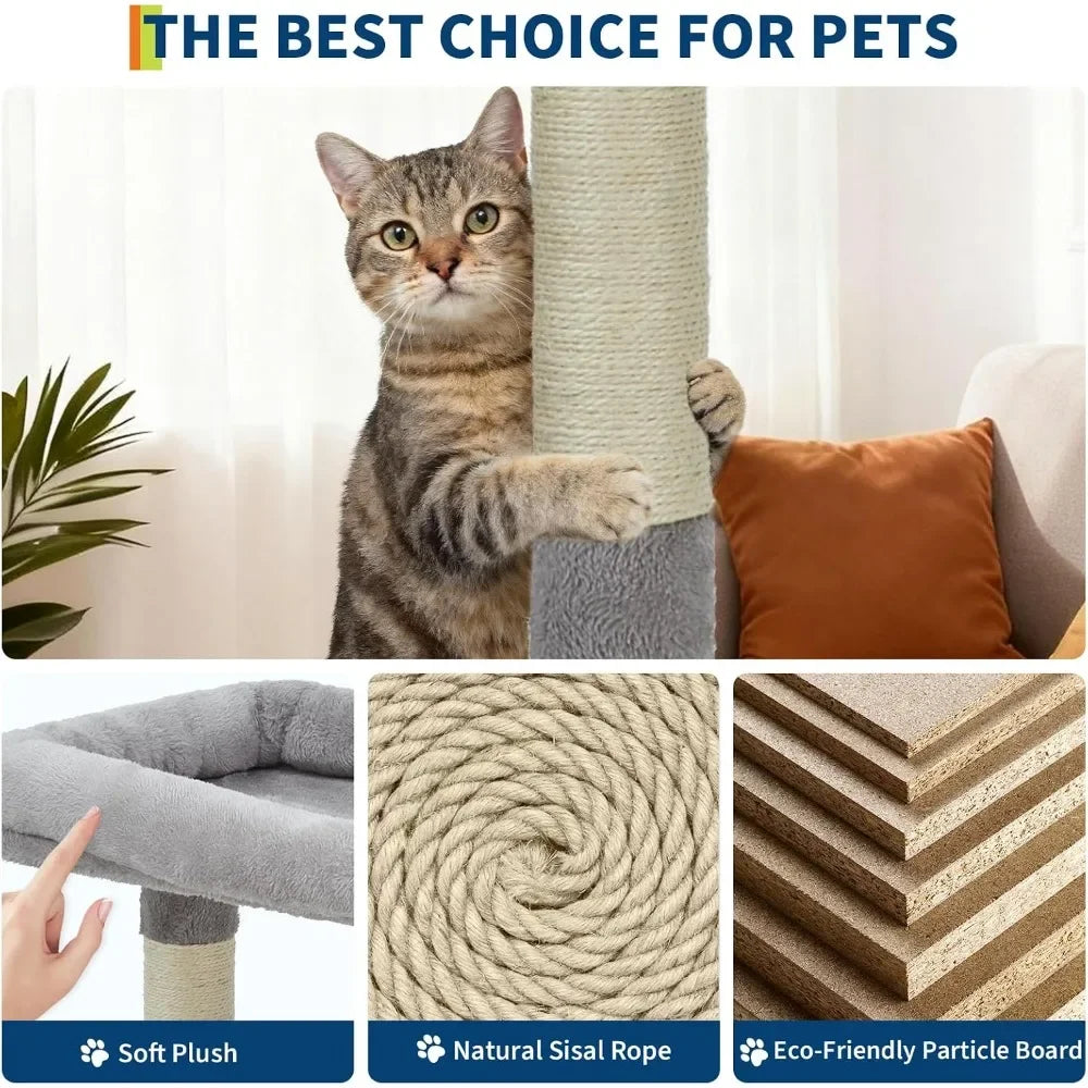 Garvee XXL Sturdy Large Cat Tree for Big Cats, Cat Tower with 11 Sisal Scratching Posts, Spacious Rest Platform, Cozy Hammock, Private Cat Condo and Hanging Toys