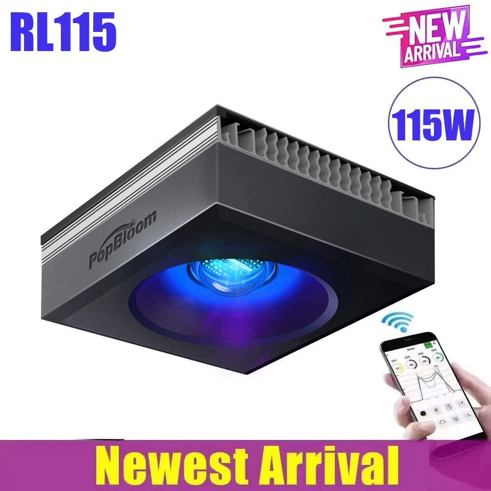 PopBloom WiFi Aquarium LED Light RL90/RL115, Professional Reef Aquarium Lamp Full Spectrum for Reef Coral SPS/LPS Fish Tank