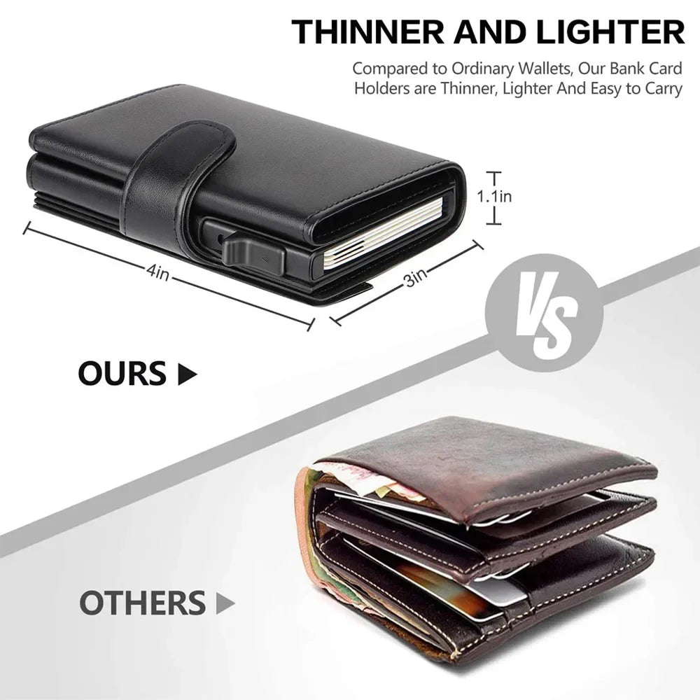 RFID Blocking Microfiber Genuine Leather Men Wallets Fashion Trifold Card Holder Money Bag Smart Slim Thin Coin Pocket Purse