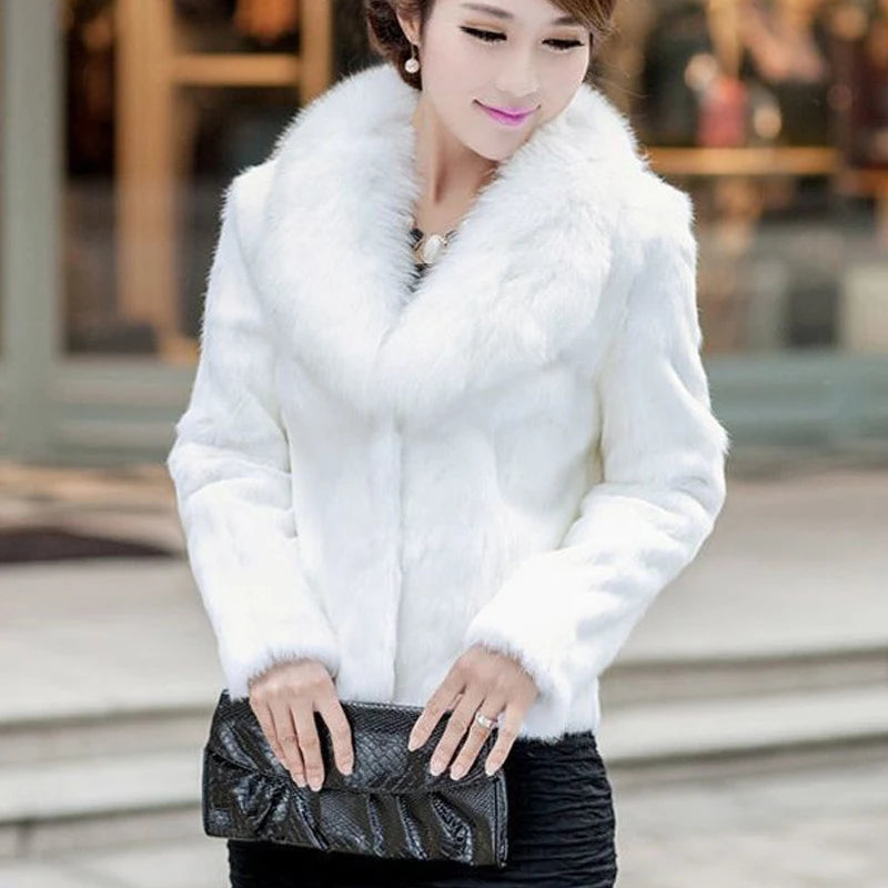 100% Genuine Whole Skin Rabbit Fur Coat with luxury Real Natural Fox Fur Collar Jacket Full Pelt Rabbit Fur Overcoat HT89