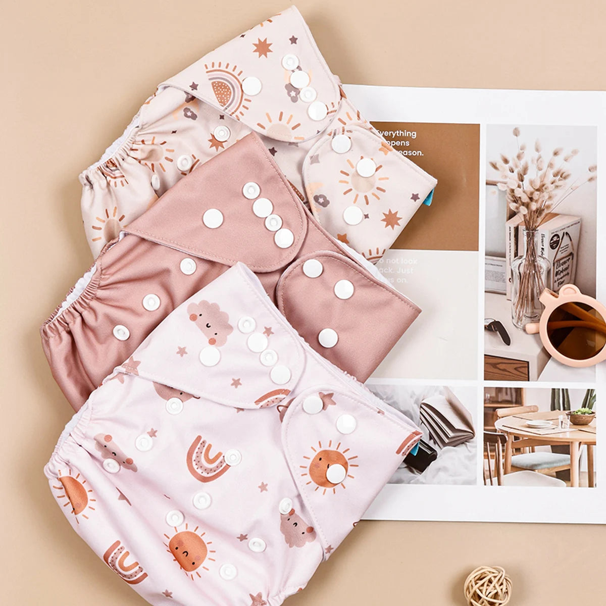 Happyflute 3-15KG 3Pcs Set Pocket Diaper Suede Cloth Inner Washable&Reusable Absorbent Ecological Adjustable Baby Nappy Cover