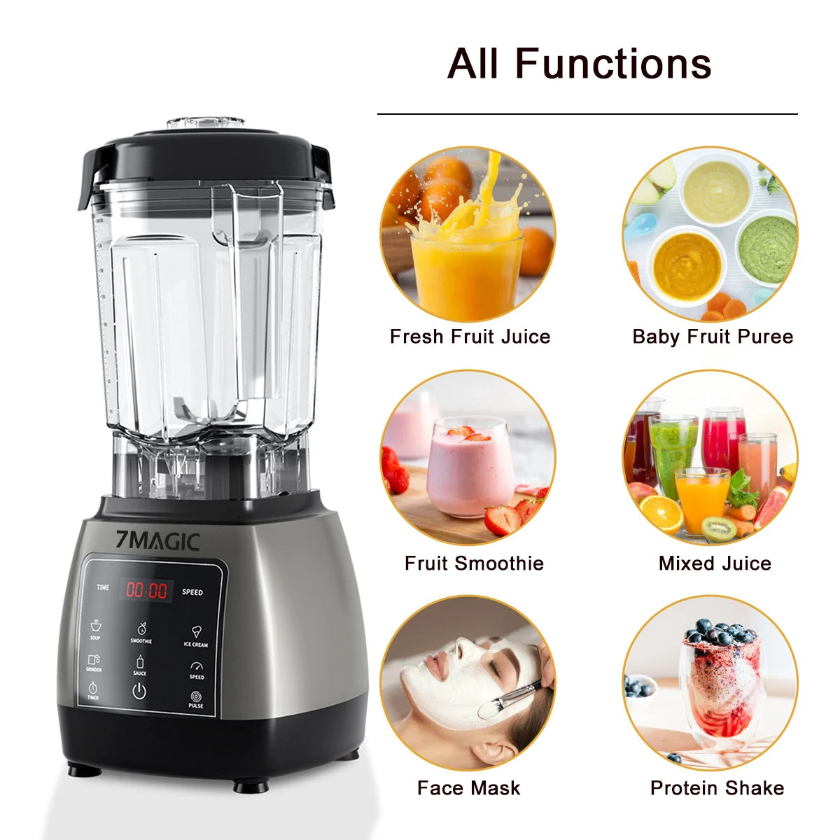 2000W Heavy Duty Grade Timer Blender Mixer Juicer Fruit Food Processor Ice Smoothies BPA Free 2L Jar