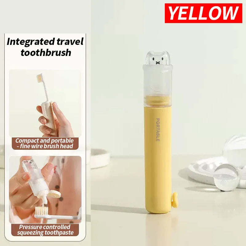 Foldable 2-in-1 Toothbrush Set with Toothpaste Storage - Compact Essential for Business Travel