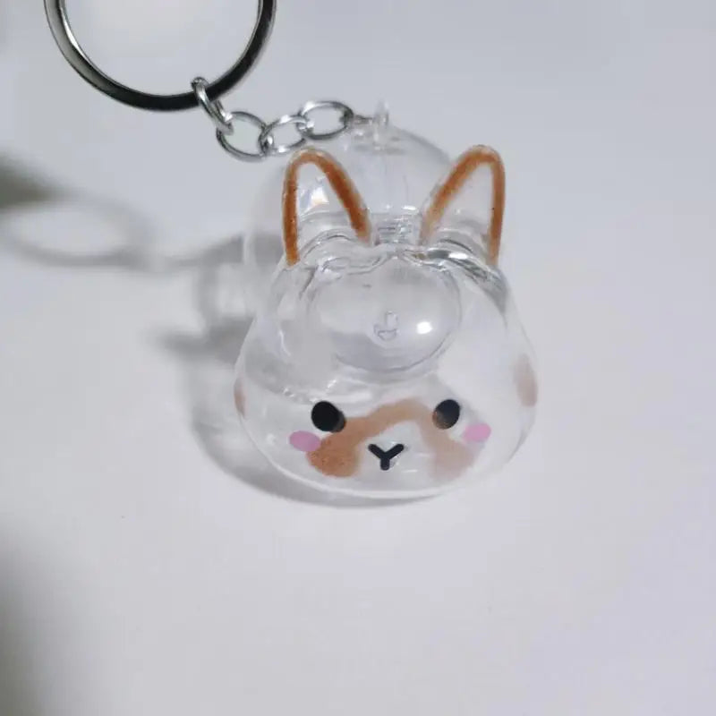 Cartoon Pet Hair Memorial Transparent Storage Box Keyring Cute Animal Rabbit Fur Organizer Keychain Bag Pendant Pet Souvenirs