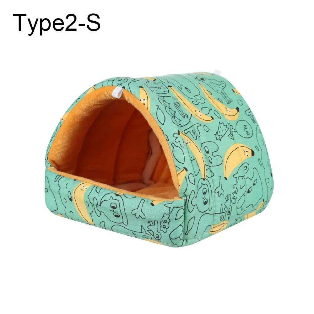 Soft Rabbit Colorful Squirrel Mini Cage Winter Hamster House Guinea Pig Nest Small Animal Sleeping Bed Warm Mat