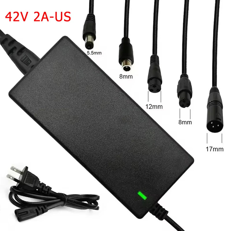 42V 54.6V 2A Battery Power Adapters For Lithium Battery Pack AC100-240V 36V 48V 2A Lithium Battery Charger 5 Plugs EU / US Plug