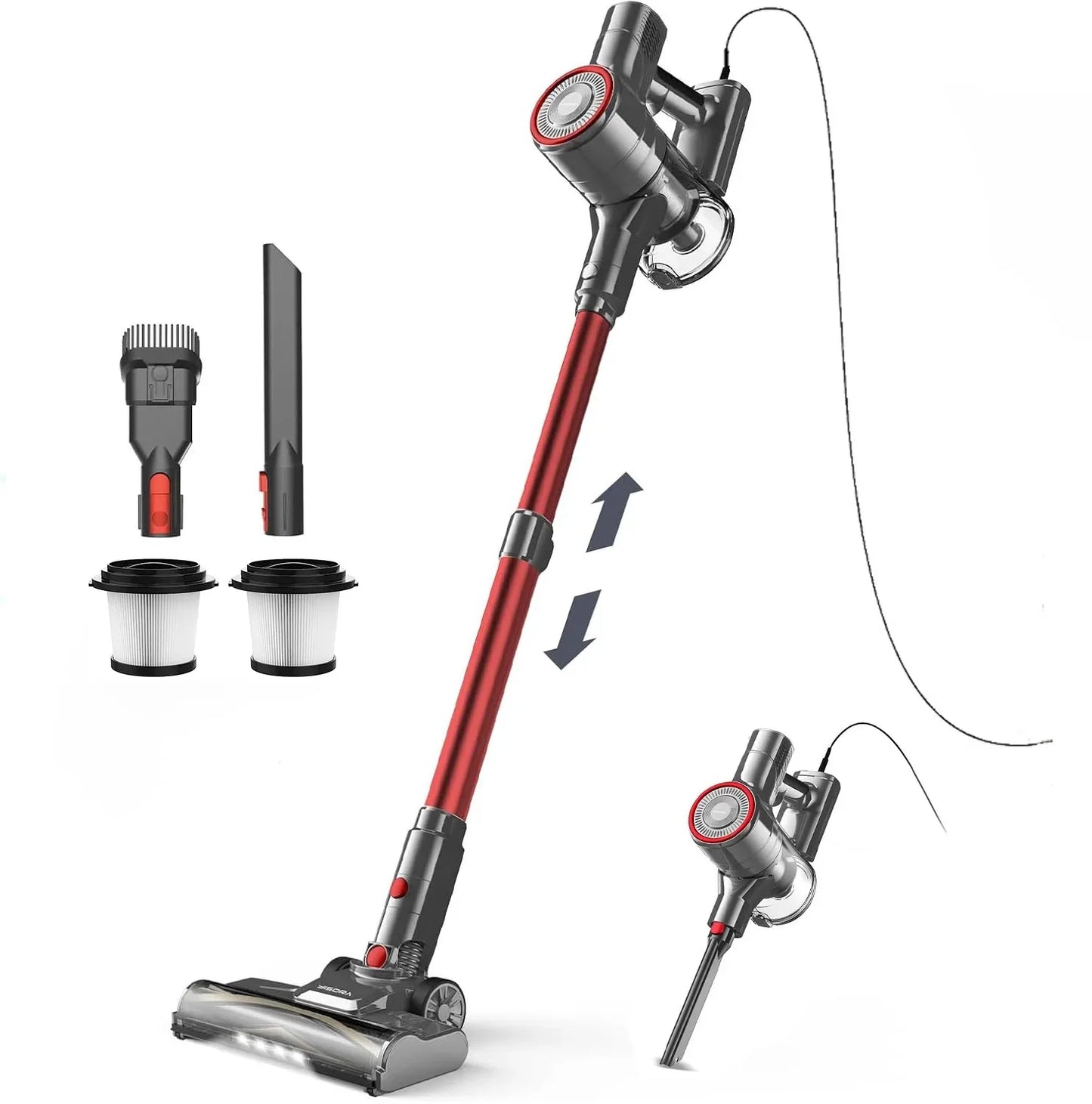 Vastorm 3-in-1 Corded Vacuum Cleaner 600W Powerful Upgraded Motor Free-Stand Lightweight Stick Handheld Vacuum for Carpet Pet Hair