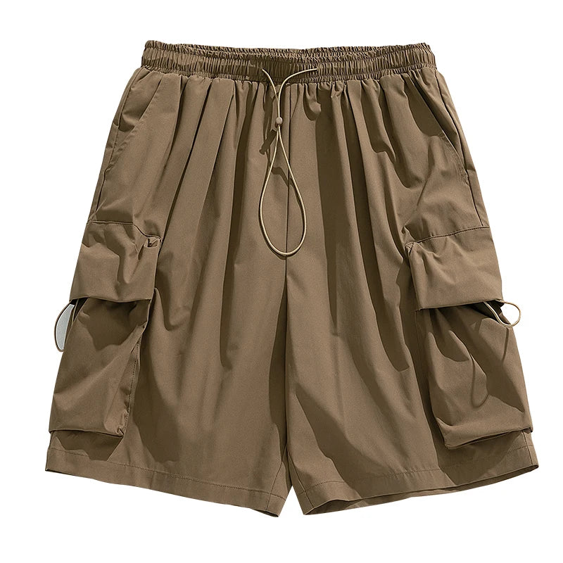 2025 Summer New Japanese Style Large Size Thin Shorts Men Loose Knee Cargo Shorts Hip Hop Streetwear Male Short Trousers