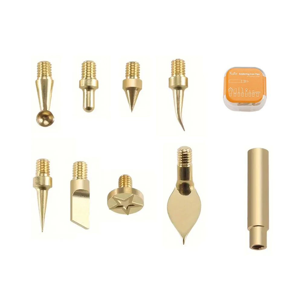 9PCS Heat Insert Nut Iron Tip Hot Melt Heat Set Insert Tool Soldering Iron Tip 3D Printing Modify Finishing Brass Thread Embed