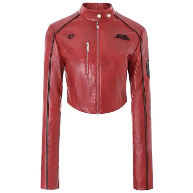 Hot Sale High Street Crop Jacket Hip Hop Streetwear Casual Short Leather Coat Zipper Fall Women Casual PU Jackets Girls Outwear