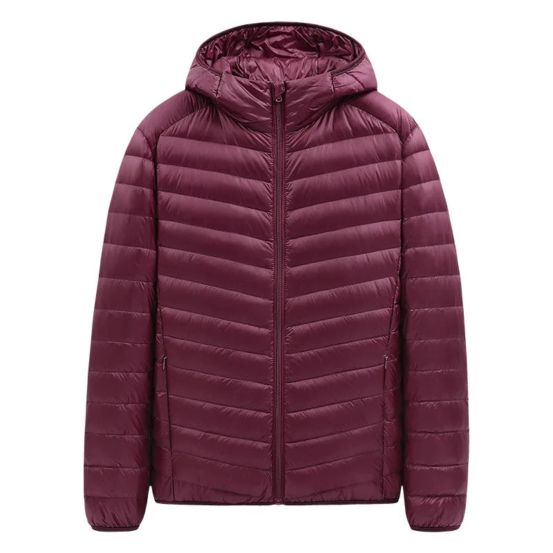 Men's Stand-Collar Hooded Lightweight Down Jacket for Winter - 90% Duck Down, Sporty, Warm & Versatile (Couple Style Available)