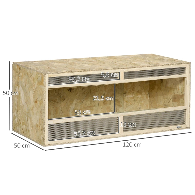 Drink OSB Terrarium for reptiles with glasses sliding door-120x50x50 cm natural