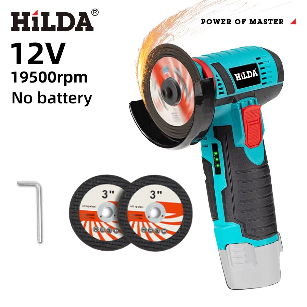 HILDA 12V/3 Inch Lithium Electric Angle Grinder Mini Small Household Handheld Cutting Machine Polishing Machine