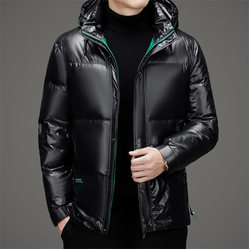 Men's Down Jacket Autumn Winter New Solid Color Thickened Warm Outdoor Travel Hooded Coat Men's White Duck Down padded Clothing