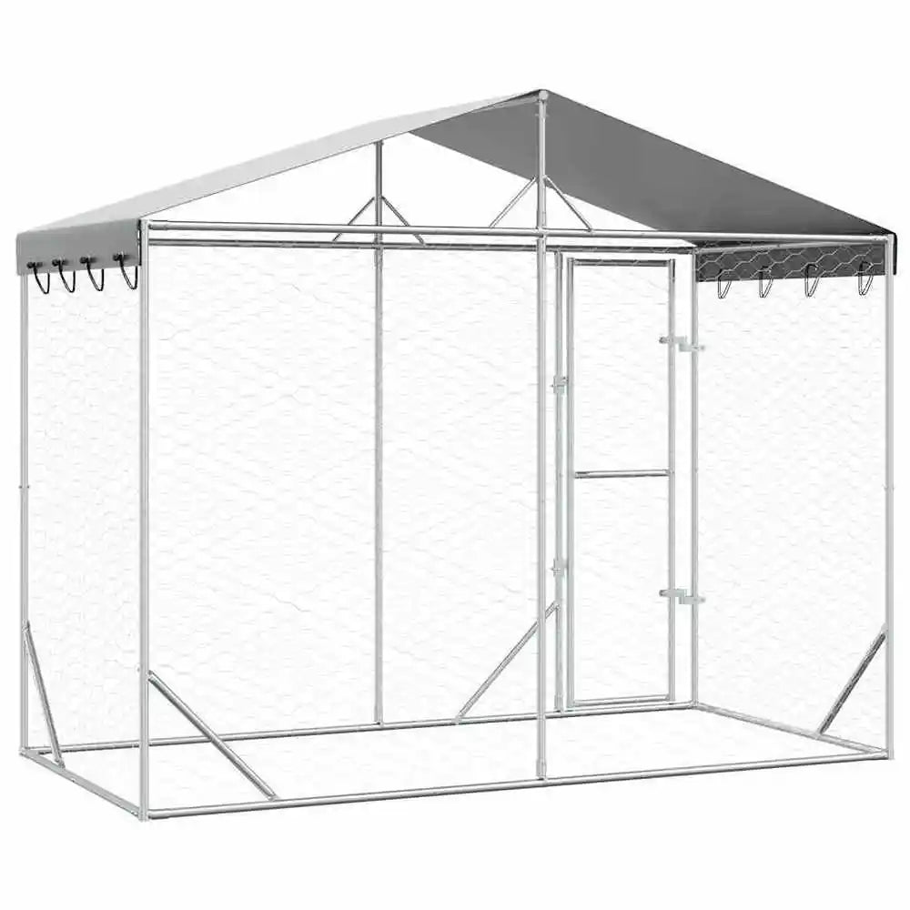 Outdoor Dog Kennel 3 x 1.5 x 2.5m Galvanized Steel Mesh Run With Lockable Door For Garden Animals For Outdoors