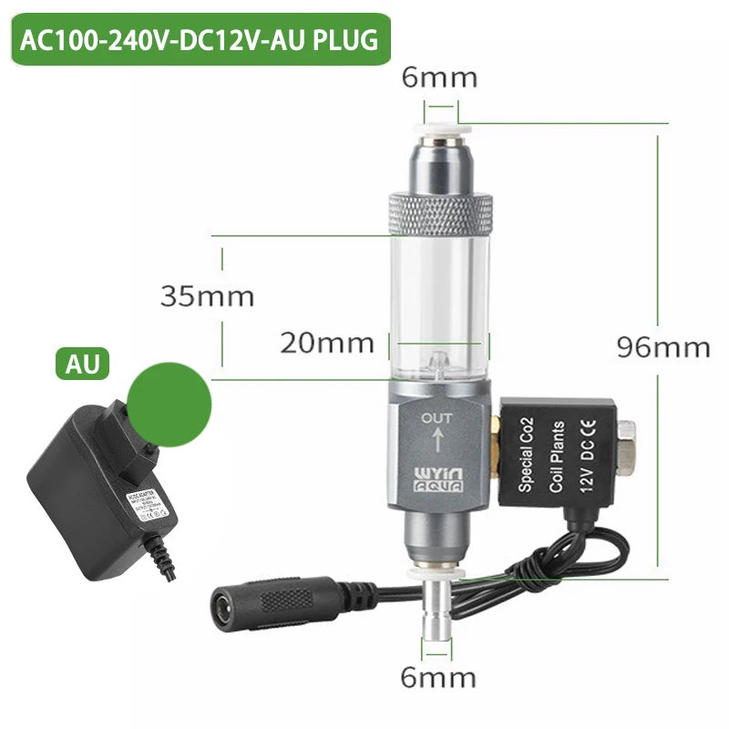 DIY Aquarium CO2 Solenoid Valve Bubble Gauge AC100-240V Fish Tank CO2 Generator Pressure Reducing Valve Equipment Supplies